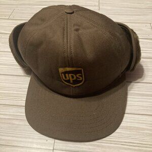 Vintage UPS Earflap Winter Hat Cap Brown Riverside Rare Unisex Size L 60cm USA